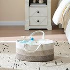 Baby Diaper Caddy Organizer, Large Cotton Rope Nursery Diaper Basket, Changing Table Organizer, Portable Tote Bag with Divider, Car Storage, Baby Shower Gifts for Newborn Girls - Gradient Brown