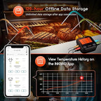 INKBIRD Dual Mode WiFi Wireless Meat Thermometer, 4 Probes with Clear LCD for Smoking, Bluetooth Meat Thermometer with Smart APP Control for Oven, Cooking