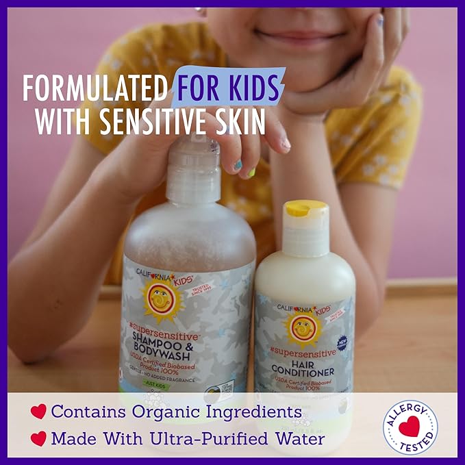 California Kids Shampoo + Kids Body Wash 2-in-1 | Super Sensitive (Unscented) | Gentle Skin Care | 100% Plant-Based | Hypoallergenic | 19 oz.