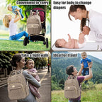 Diaper Bag Backpack,Stylish Baby Diaper Bag,Waterproof Travel Diaper Backpacks Baby Bags with Changing Pad,Stroller Straps,Insulated Pockets (Khaki)