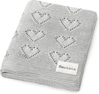 Heirloom Knit Heart Receiving Unisex Blanket for Boys and Girls - 100% Luxury Cotton Baby Blanket - Soft Warm Swaddle Receiving Blanket for Newborns Infants & Toddlers (Dove Grey)