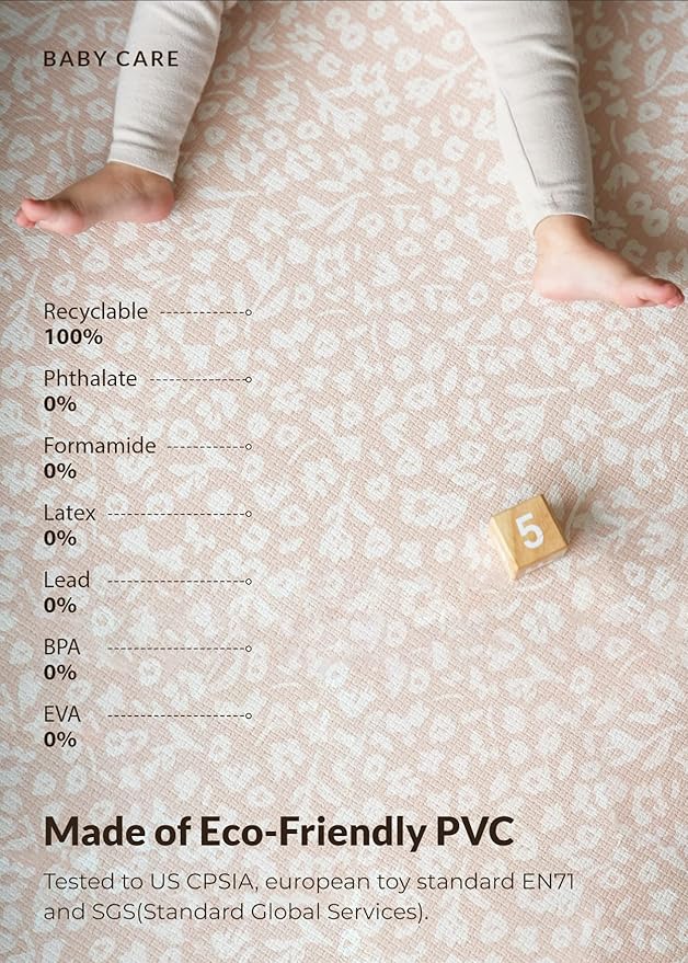 Baby Care Play Mat (Large, Hygge - Bloom & Entry) 82'' x 55'' Original One-Piece Reversible Rollable Waterproof Play Mat for Infants, Babies, Toddler, and Kids
