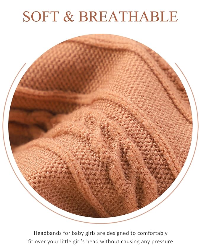 jollybows 6pcs Baby Nylon Headbands Hair Bow Elastics Hairbands Hair Accessories for Baby Girls Newborn Infant Toddlers Kids (Natural colors)