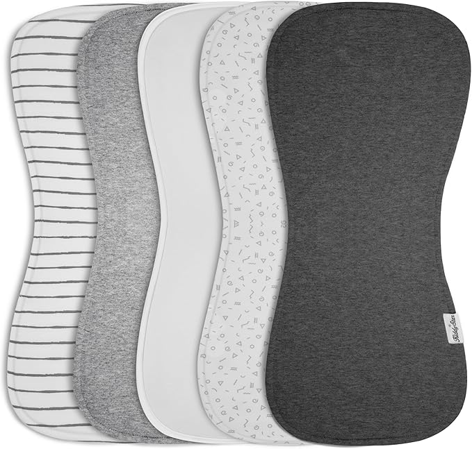 Premium 5-Pack Large Organic Cotton Burp Cloths – 3 Layers, Ultra Soft & Absorbent Burping Towel, Shoulder Towel & Hand Towel