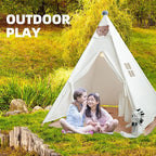 Teepee Tent for Kids-Portable Children Play Tent Indoor Outdoor (White with Mat)