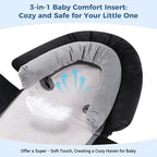 COOLBEBE Upgraded 3-in-1 Babybody Support & Strap Covers Set for Newborn Infant - Extra Soft Car Seat Insert Cushion Pad, Perfect for Carseats, Strollers, Swing, Black