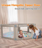 Dripex Foldable Playpen for Babies and Toddlers, 71"×69" Extra Large Baby Playpen, Indoor & Outdoor Safety Gate Collapsible Play Pen, Baby Fence Play Area with Visible Mesh, Khaki