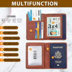 Melsbrinna Rfid Passport Holder for Travel women/Men, Cute Passport Wallet Rfid Blocking Card Slots, Rfid Passport Cover/CaseTravel Wallet, Passport Book Holder (1, Brown1)