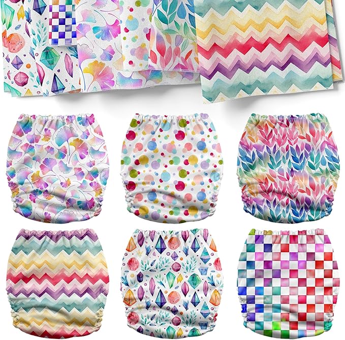 Mama Koala 3.0 Cloth Diapers for Babies, 6 Pack One Size Washable and Reusable Pocket Diapers for Newborns and Toddlers (Gorgeous Dreams)