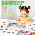 Puzzles for Kids Ages 4-6, 6 Packs 60 Pcs Wooden Jigsaw Puzzles for Kids Ages 6-8, Preschool Educational Vehicle Toys Gifts for 3 4 5 6 7 8 Boys Girls