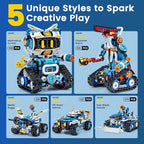 5 in 1 RC Robot Building Kit, APP & Remote Control Robotics Kit, Science Project Kit & STEM Toys for Ages 8-13, Gifts for 8 Year Old Boys Girls