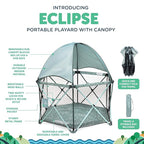 Baby Delight Go with Me Eclipse Deluxe Portable Playard | Playpen | Sun Canopy | Indoor and Outdoor | Ultra Padded Nylon Floor | Green Garden
