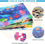 BenBen Puzzles for Kids Ages 4-6, 6 Pack 24 Piece Wooden Jigsaw Puzzles for Toddlers Ages 3-5, Preschool Learning Educational Toys for Boys Girls