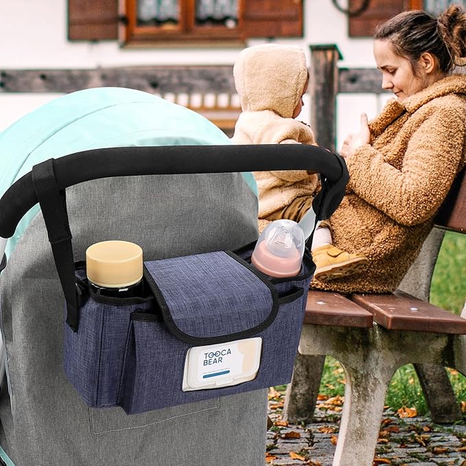 Accmor Universal Stroller Organizer with Insulated Cup Holder and Shoulder Strap, Stroller Bag Caddy Organizer Stroller Accessories for Uppababy, Baby Jogger, Nuna, Doona, Britax Strollers
