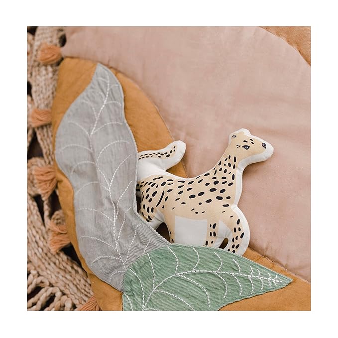 Crane Baby Activity Mat with Interactive Toys, Safari Zoo Themed Tummy Time Floor Mat, 36x36 Quilted Cotton Playmat, Infant Development Toys, Playmats for Newborn