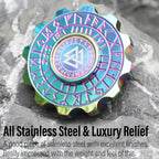 FREELOVE Metal Fidget Spinner, Viking Pirate Haptic Gyro, Heavy Stainless Steel Hand Spinning, Small Round Gear Fidget Block, Premium Bearing Silent Long Spinning for Adults Anxiety Cool, Rainbow