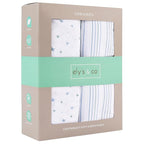 Ely’s & Co. Crib Sheets, Baby Boy Fitted Crib Mattress Sheet Set, 2 Pack, 100% Jersey Knit Cotton, Infant and Toddler Nursery Bedding, Blue Stars + Stripes Print, 28” x 52”