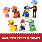 Paw Patrol Fire Rescue Team Pack with 7 Collectible Action Figures, Including Ryder & 6 Pups, Kids Toys for Boys & Girls Ages 3 and Up