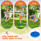 Swing Sets for Backyard, Outdoor Toys for Kids, Heavy Duty Metal A-Frame Swing Set Holds 440 lbs with 32" Saucer Seat, 26.2" Seat and Tree Disc