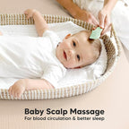 Baby Hair Brush and Comb Set for Newborn - Wooden Baby Hair Brush Set with Soft Goat Bristle, Baby Brush Set for Newborns, Baby Brush and Comb Set Girl, Boy, Toddler Cradle Cap Brush (Oval, Sage)