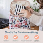 Itzy Ritzy Insulated Bottle Bag – Keeps Bottles Warm or Cool - Holds 3 Bottles & Features Interior Pocket for Ice Pack (Not Included), Blush Floral