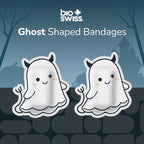 BioSwiss Bandages, Halloween Ghost Shaped Self Adhesive Bandage, Latex Free Sterile Wound Care, Fun First Aid Kit Supplies for Kids, 24 Count