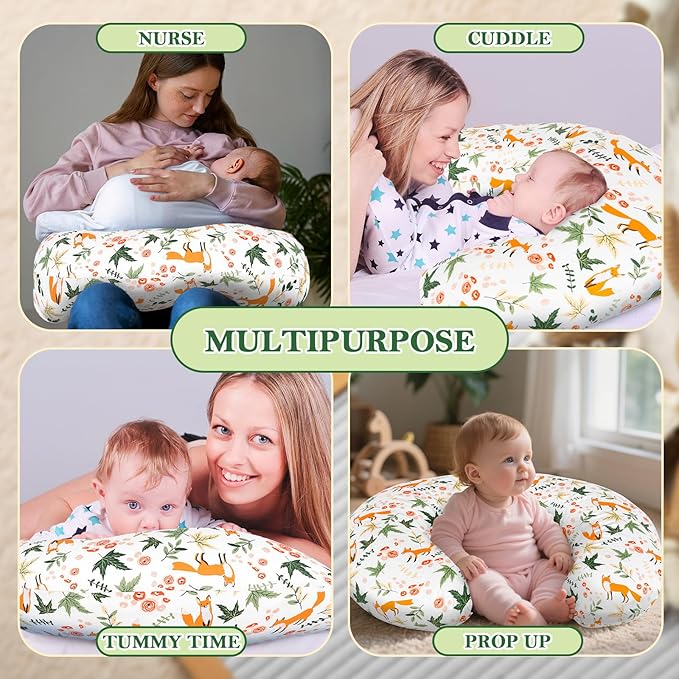 Nursing Pillow & Breastfeeding Pillow – Ergonomic C-Shape for Breastfeeding & Bottle Feeding, Standard Size Breathable with Washable Cover, Hypoallergenic,Tummy Time & Sitting Support ( 0-18Months)