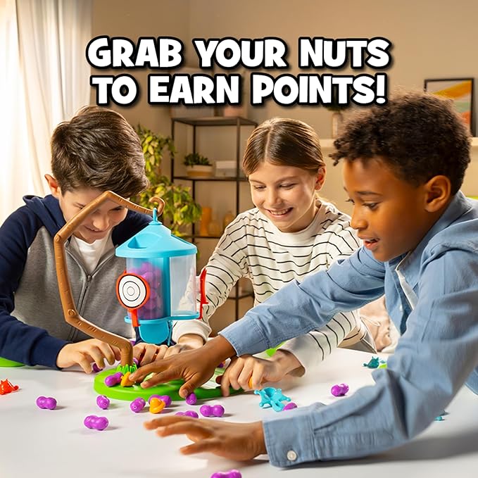 Flying Squirrels Feeder Frenzy Board Game – Kids Games, Family Games for Kids and Adults, Board Games for Family Night, Multi-Player Board Games, Aim & Release Nuts to Win, Ages 6+