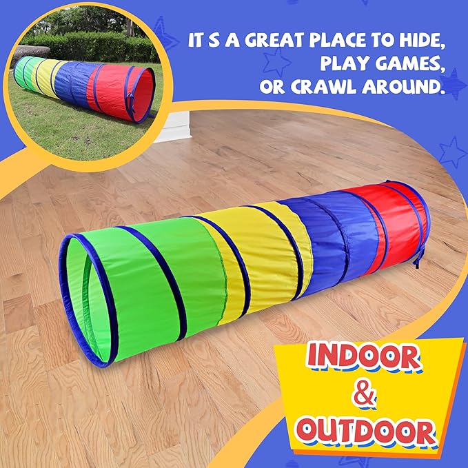 NARMAY® Play Tunnel Easy Key Pop Up Tunnel for Kids Indoor/Outdoor Crawl - 19 Dia. x 72 inch
