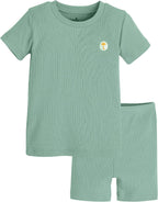 moimoln Pajamas Set 6M-5Y Solid Ribbed Unisex Baby & Toddler, Soft Viscose, Snug-Fit, Everyday Sleepwear