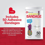 BioSwiss Bandages, Pineapple Shaped Self Adhesive Bandage, Latex Free Sterile Wound Care, Fun First Aid Kit Supplies for Kids, 50 Count