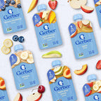 Gerber Stage 2 Baby Food, Apple Sweet Potato Cinnamon, Apple Mango Strawberry, and Banana Blueberry Puree Pouches, 18-Pack
