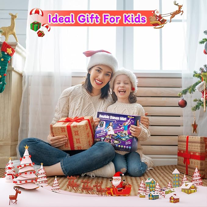 Upgraded Dance Mat for Kids, Single & Double Players Mode Electronic Dance Pad with Light-up 12-Button Wireless Bluetooth 5 Game Modes Christmas Birthday Gift for Girls Boys Ages 3 4 5 6 7 8 8-12