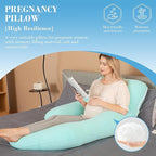 Cute Castle Cooling Cover Pregnancy Pillows, Soft U-Shape Maternity Pillow with Removable Cover - Full Body Pillows for Adults Sleeping - Pregnancy Must Haves - Jumbo 57 Inch - Turquoise