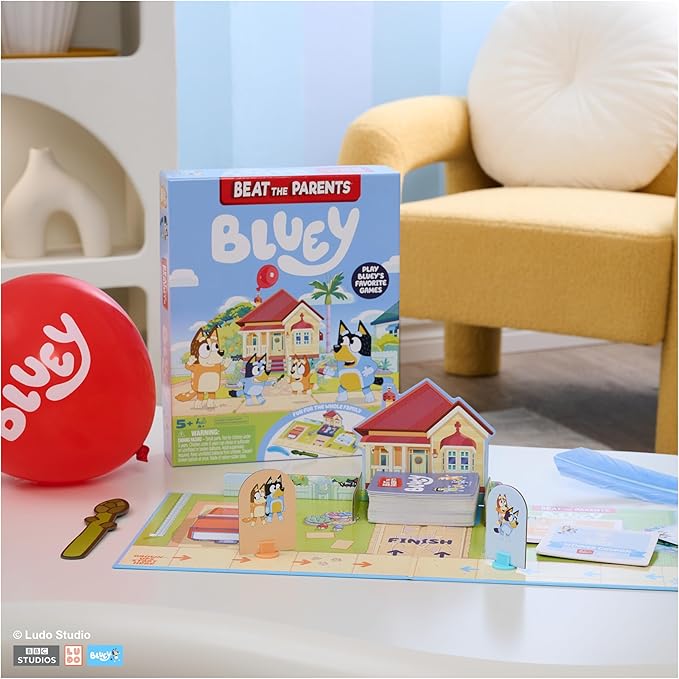 Spin Master Games, Bluey Beat The Parents, Head-to-Head Trivia & Fun Family Game Night Challenges, Easy Play, Bluey Toys, Kids & Family, 2-6 Players, for Ages 5 & Up