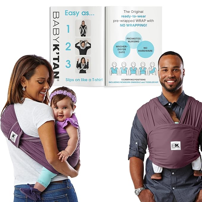 Original Baby K'tan Baby Carrier: #1 Easy Pre-Wrapped, Soft, Slip-On, No Rings, No Buckles | 5 in 1 Baby Sling Gift | The Best Hands Free Infant Wrap For Newborn to Toddler up to 35lb (See Size Chart)