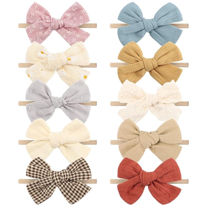 Baby Girl Headbands with Bows Soft Nylon Newborn Toddler Hairbands Handmade Baby Hair Accessories for Infant Girls Kids