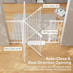 Cumbor 36" Extra Tall 29.7"-51.5" Baby Gate for Stairs, Easy Wall Through Dog Gates for Doorways Extra Wide, Pressure Mounted Tall Pet Gate Indoor, Safety Auto-Close Child Gate for Kids, White