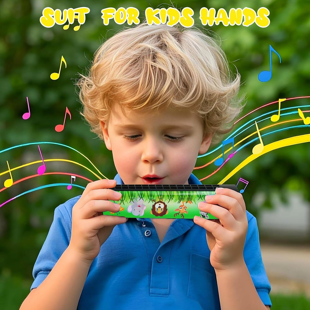 UPINS 10Pcs Harmonica,16 Holes Cartoon Harmonica Musical Instrument,Beginners for Musical Party for Music Class(10 Styles)