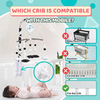 EVERLOVE Montessori Mobile Baby for Crib (TINITIGIES) - Digital Music Box with 12 lullabies & 3 Modes (Rotating only, Music only, or Both) - Black and White Baby Mobile for Boys & Girls