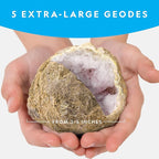 NATIONAL GEOGRAPHIC Break Open 5 Jumbo Geodes - Earth Science Kit with 5 Premium, Extra-Large Geodes with Crystals, Goggles & Display Stands, Science Gifts, Fun Stuff for Kids (Amazon Exclusive)