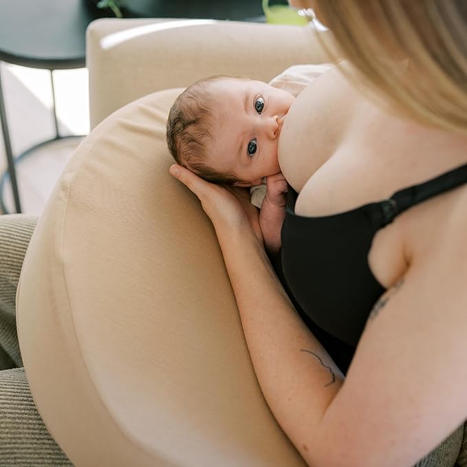Dr. Brown's Feeding and Nursing Lap Support Pillow with Cover, Premium Memory Foam, Responsive Firm Support, Gentle Beige