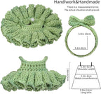 Handmade Crochet 17cm Doll Clothes - Stylish Styles with Halter Dress and Headband for Dress up 15cm/17cm Doll Accessories Suit (Green)