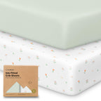 KeaBabies 2-Pack Baby Crib Sheets for Boys, Girls - 52x28 Viscose Derived from Bamboo Toddler Bed Sheets Neutral, Fitted Crib Mattress Cover for Standard Baby Bedding, Soft & Cozy (Wildflowers)