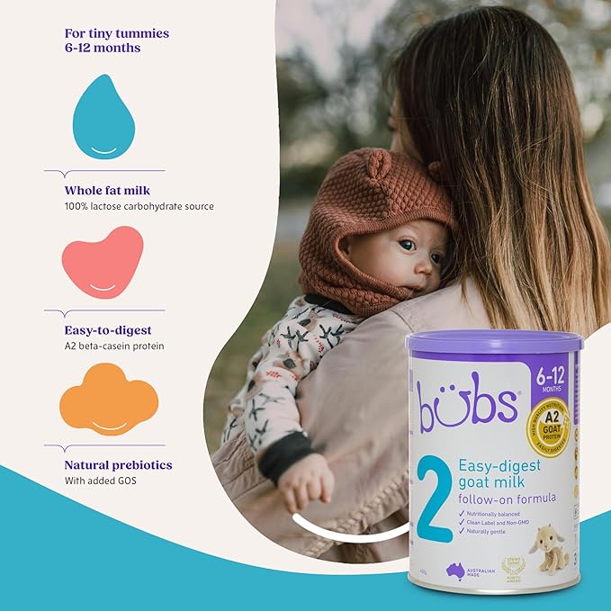 Bubs Goat Milk Infant Formula Stage 2, Infants 6-12 months, Made with Fresh Goat Milk, 14.1 oz