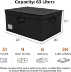 GRANNY SAYS Fabric Storage Bin with Lid, Linen Closet Organizers and Storage Baskets, Large Storage Box, Clothes Bins for Closet Organizing, Jumbo, Black, 1-Pack