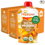 HAPPYTOT Organics Stage 4 Baby Food Pouches,Gluten Free, Vegan Snack, Love My Veggies, Fruit & Veggies Puree,Squash, Pumpkin & Bananas 4.22 oz Pouch (Pack of 16)
