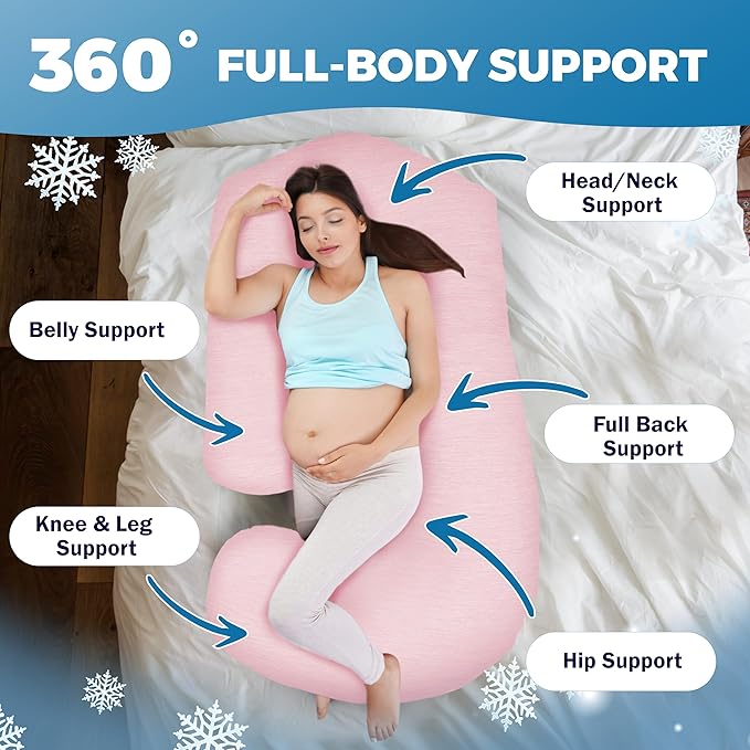 PILLANI Pregnancy Pillows for Sleeping - V C U Shaped Full Body Pillow with Removable Cover, 57inch Cooling Maternity Pillow for Pregnant Women, Support for Back Belly Legs Hip - Pregnancy Must Haves