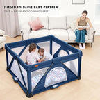Baby Playpen Foldable, Playard for Babies and Toddlers, Portable Playpen Activity Center with 50 Balls+2 Handles for Travel, Indoor & Outdoor Play Pen with Mesh 50''x50''