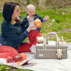 PeraBella Diaper Caddy Organizer with Handle, Baby Shower Gifts Basket Bag, Registry Search Must Haves Items, Nursery Storage Organizer for Newborn Girl Boy, Baby Bag Essentials, Car Diaper Caddy Cart